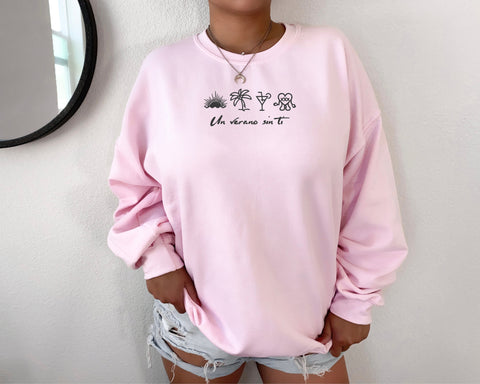 Un Verano Sin Ti Icons Bad Bunny Inspired Crewneck Embroidery