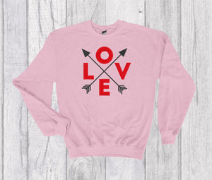 Love Arrows Spell Out Embroidered Crewneck - Cupid Crewneck