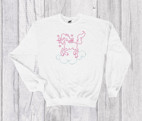 Unicorn Vintage Inspired Embroidered Crewneck