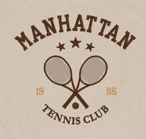 Manhattan Tennis Club Vintage Inspired Embroidered Crewneck