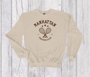 Manhattan Tennis Club Vintage Inspired Embroidered Crewneck