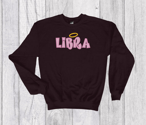 Libra Zodiac Sign Spell Out Embroidery