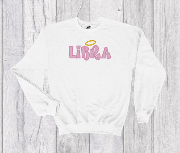 Libra Zodiac Sign Spell Out Embroidery