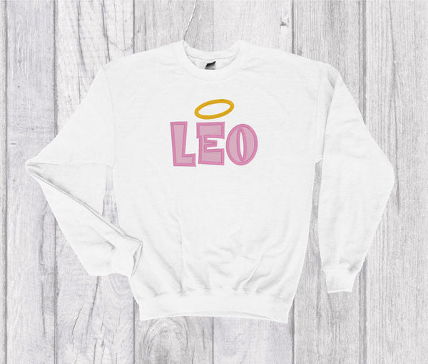 Leo Zodiac Sign Spell Out Embroidery