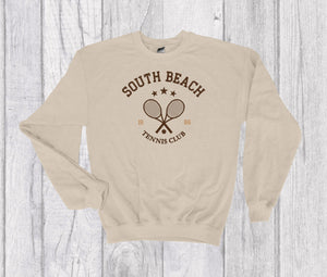 South Beach Tennis Club Vintage Embroidered Crewneck