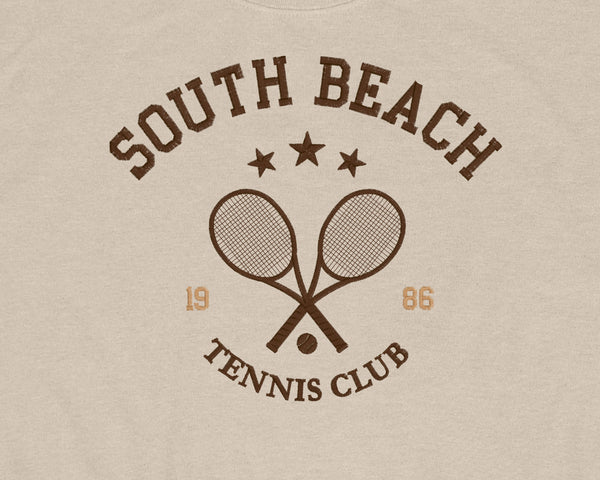 South Beach Tennis Club Vintage Embroidered Crewneck